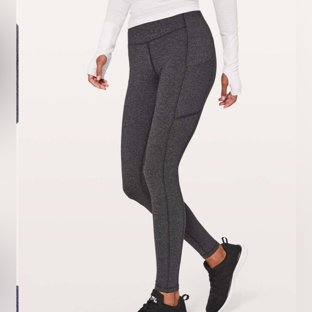 Lululemon Speed Up Tight 28" Power Luxtreme Variegated Knit Black Heathered Blac